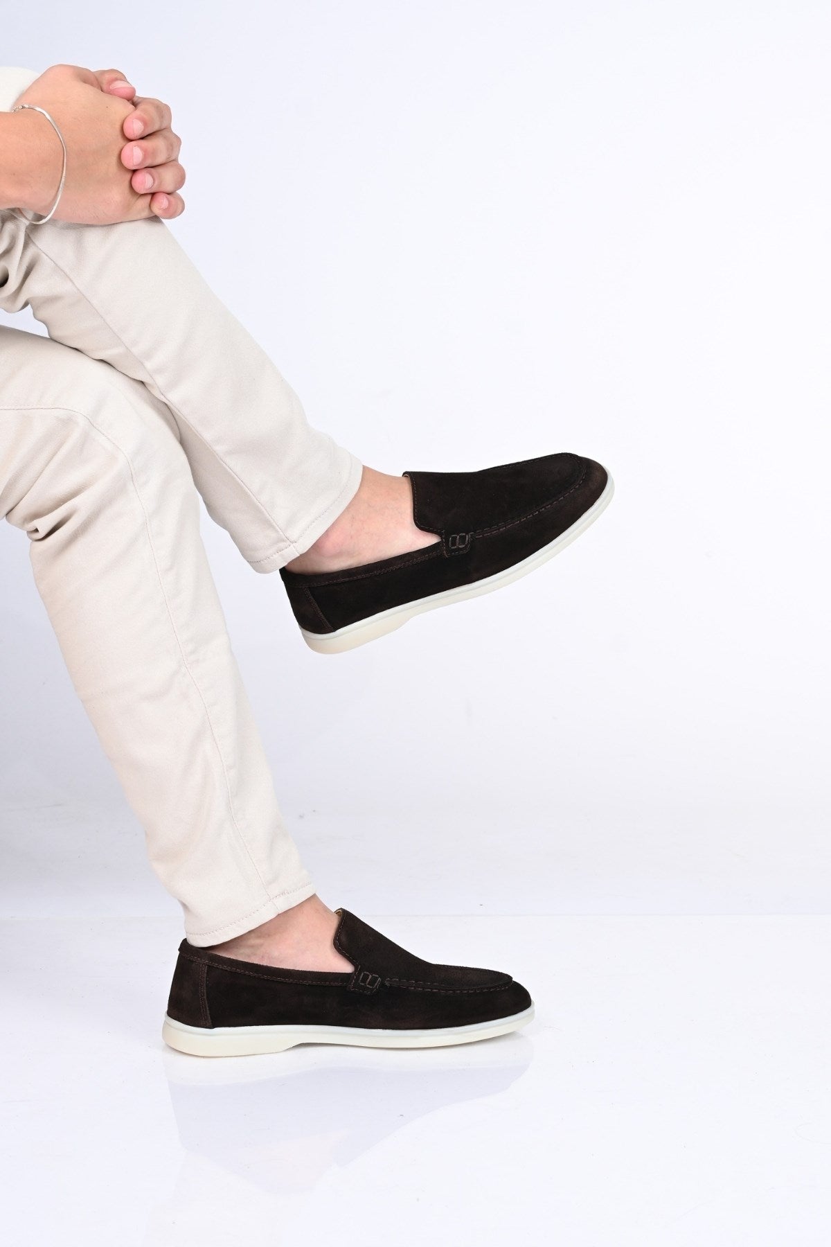 Bestello Slip-On Genuine Leather Loafers with Rubber Sole 028-2000 Men's Shoes