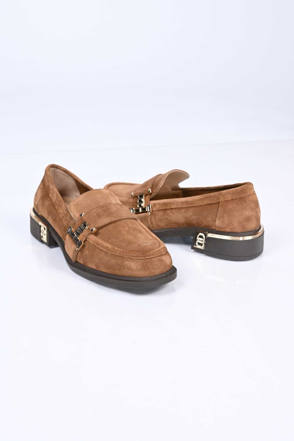 Bestello Genuine Leather Loafer with Buckle, Slip-On, Thermo Sole 340-2012 Women's Shoes