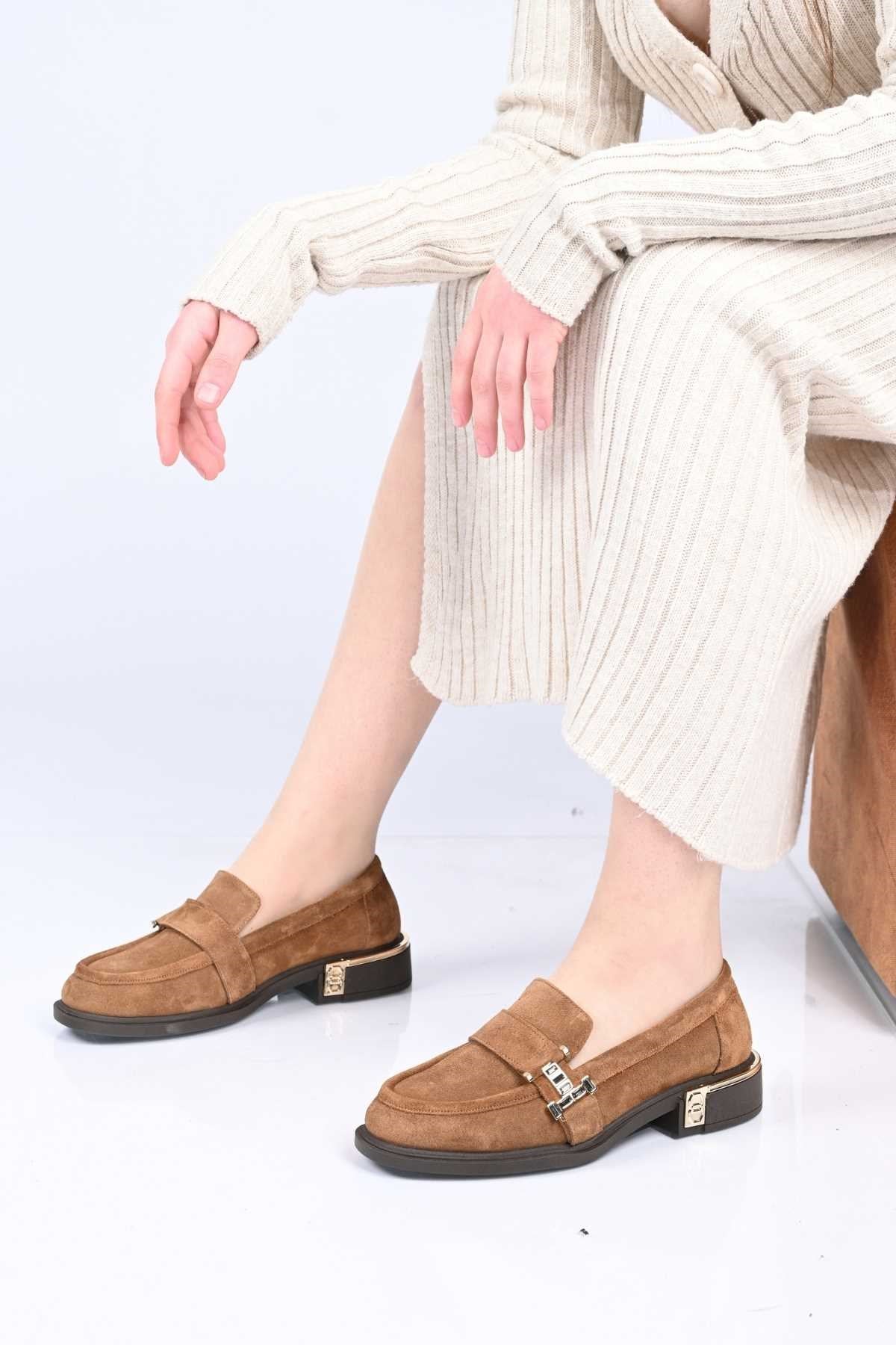 Bestello Genuine Leather Loafer with Buckle, Slip-On, Thermo Sole 340-2012 Women's Shoes