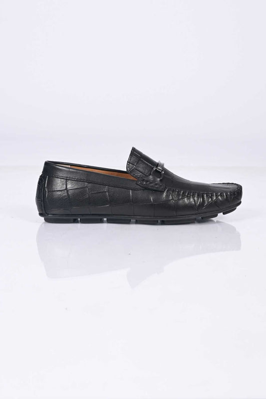 Bestello Slip-On Buckled Genuine Leather Loafers with Polyurethane Sole 028-1070 Men's Shoes