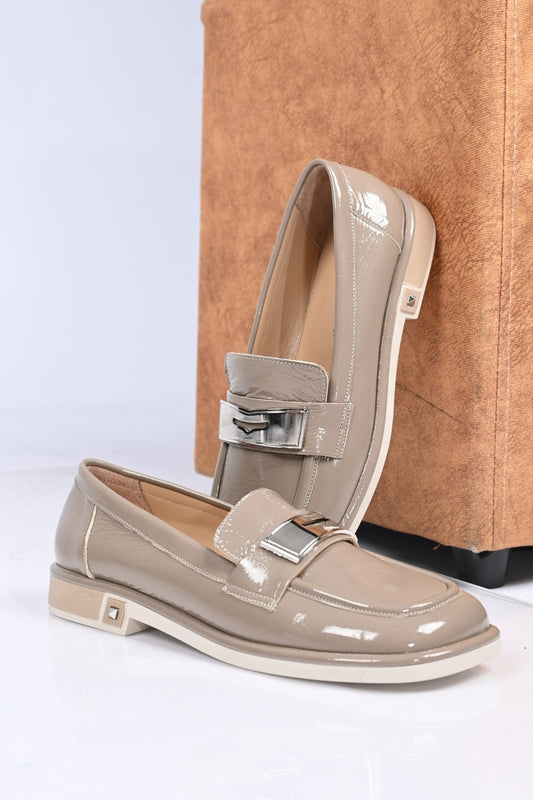 Bestello Genuine Leather Loafer with Buckle, Slip-On, Thermo Sole 340-1988 Women's Shoes