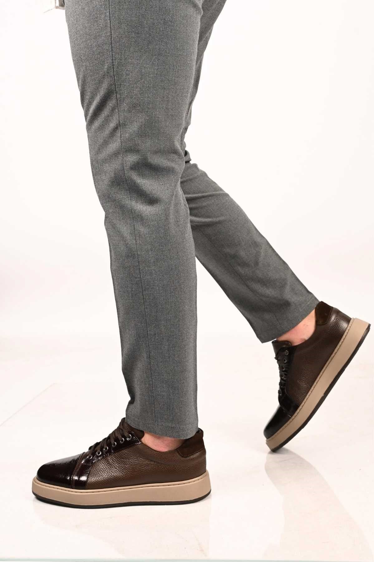Bestello Lace-Up Genuine Leather Sneakers with EVA Sole 172-64340 Men's Shoes