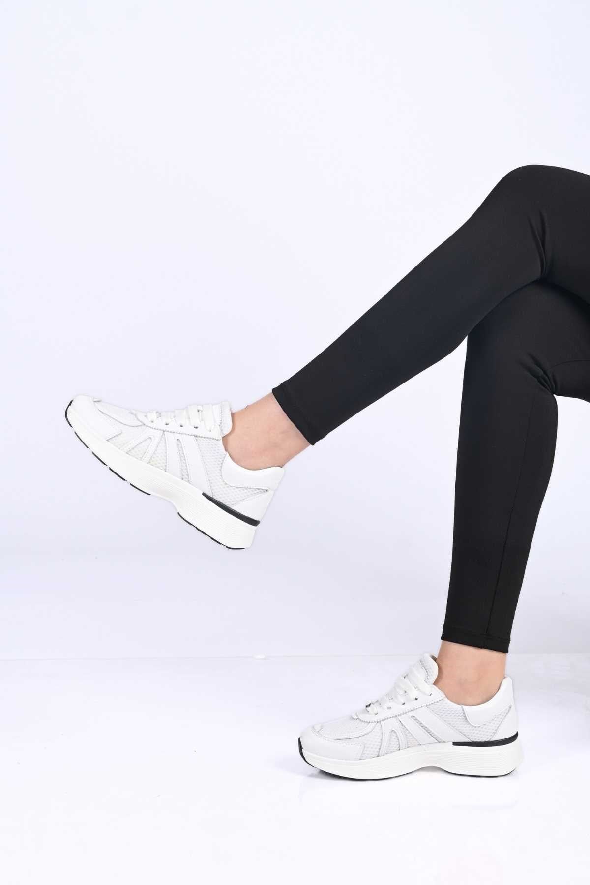 Bestello Lace-Up Thermo Sole Textile Genuine Leather Sneakers 338-7106 Women's Shoes