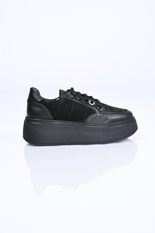 Bestello Lace-Up Genuine Leather Sneakers with Polyurethane Sole 334-7877-49 Women's Shoes