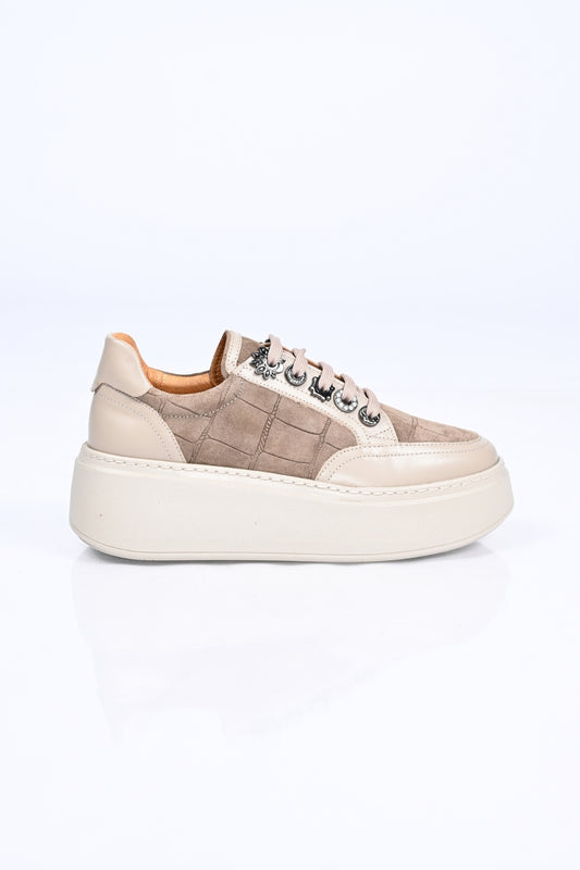 Bestello Lace-Up Genuine Leather Sneakers with Polyurethane Sole 334-7877-49 Women's Shoes