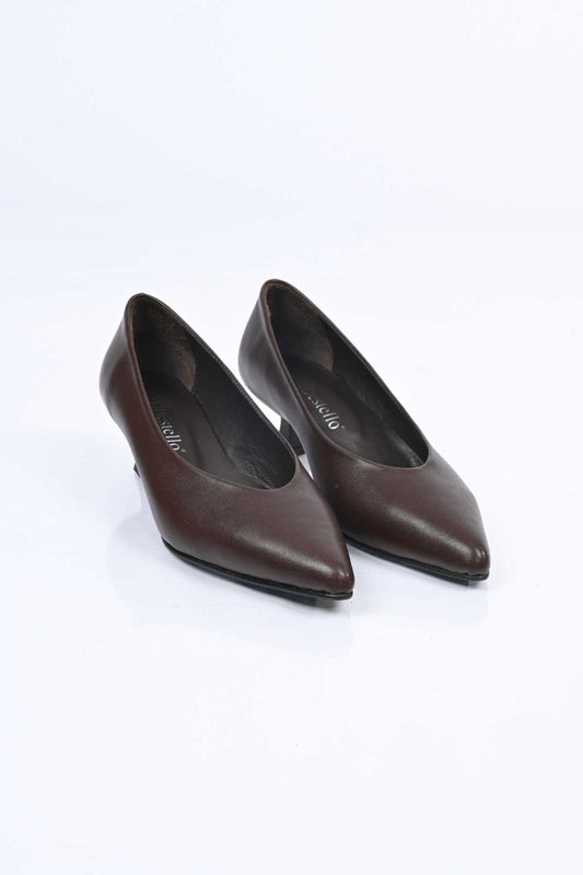 Bestello Genuine Leather Slip-On Shoes with Neolite Sole and Thin Heel 342-040 Women's Shoes
