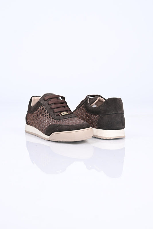 Bestello Lace-Up Mesh Thermo Sole Genuine Leather Sneakers 338-7091 Women's Shoes