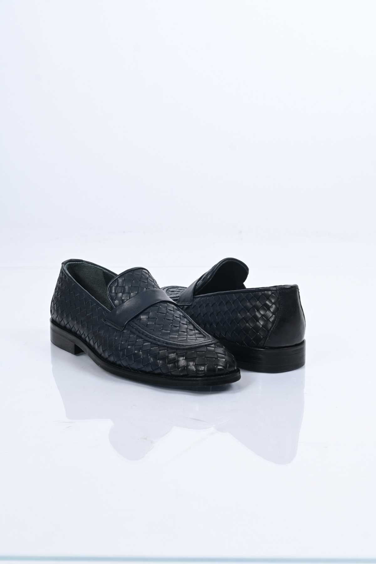Bestello Men's Slip-On Woven Genuine Leather Classic Shoes with Neolite Sole 333-2358 Men's Shoes