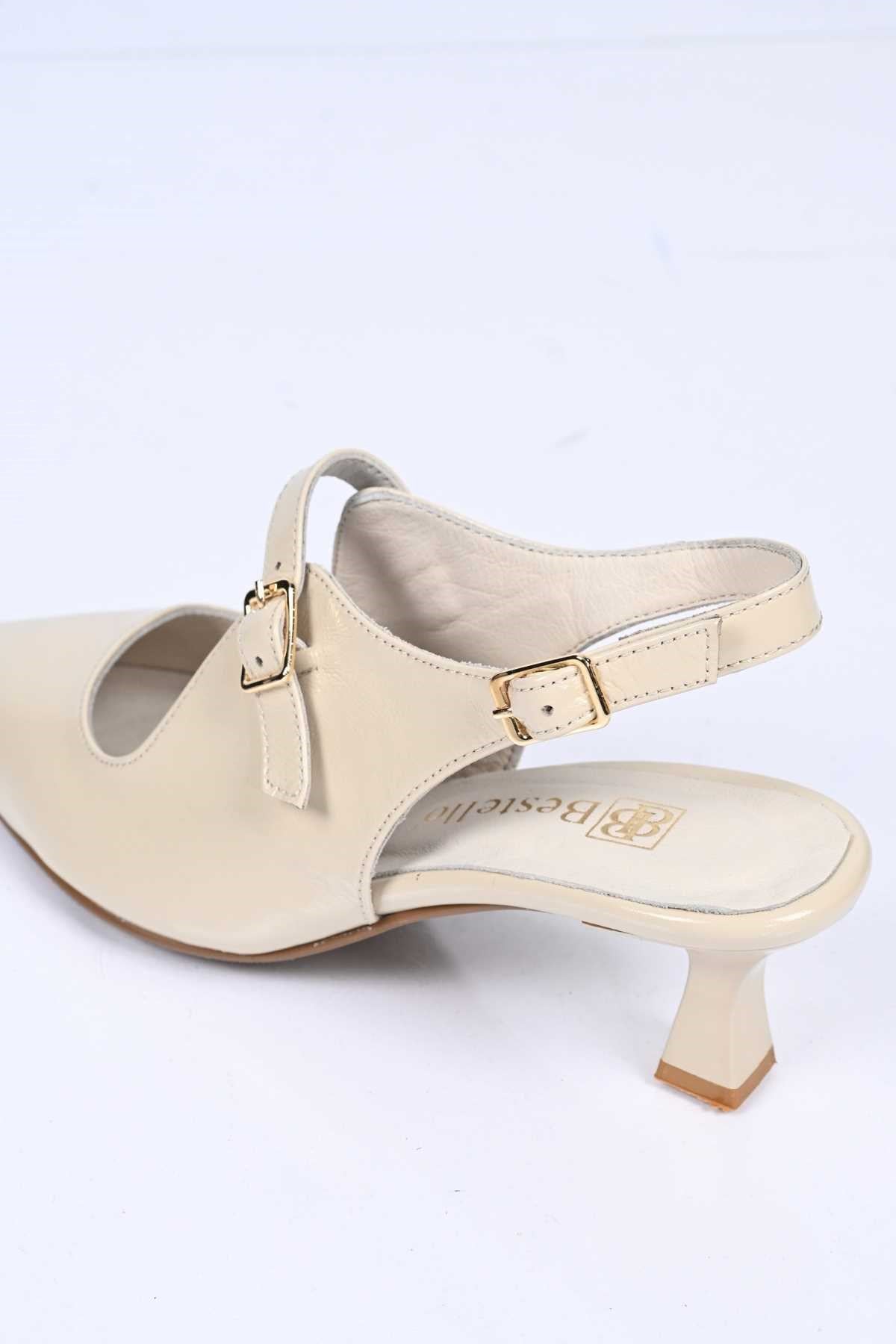 Bestello Slip-On Genuine Leather Open-Back Pointed-Toe Stiletto Heel Shoes with Neolite Sole 342-561 Women's Shoes