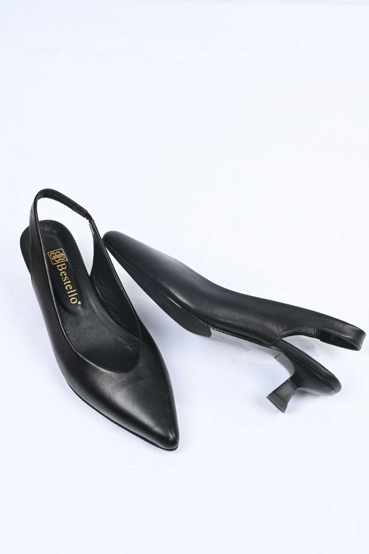 Bestello Slip-On Genuine Leather Open-Back Thin-Heeled Shoes with Neolite Sole 342-041 Women's Shoes