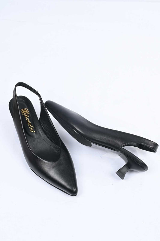 Bestello Slip-On Genuine Leather Open-Back Thin-Heeled Shoes with Neolite Sole 342-041 Women's Shoes