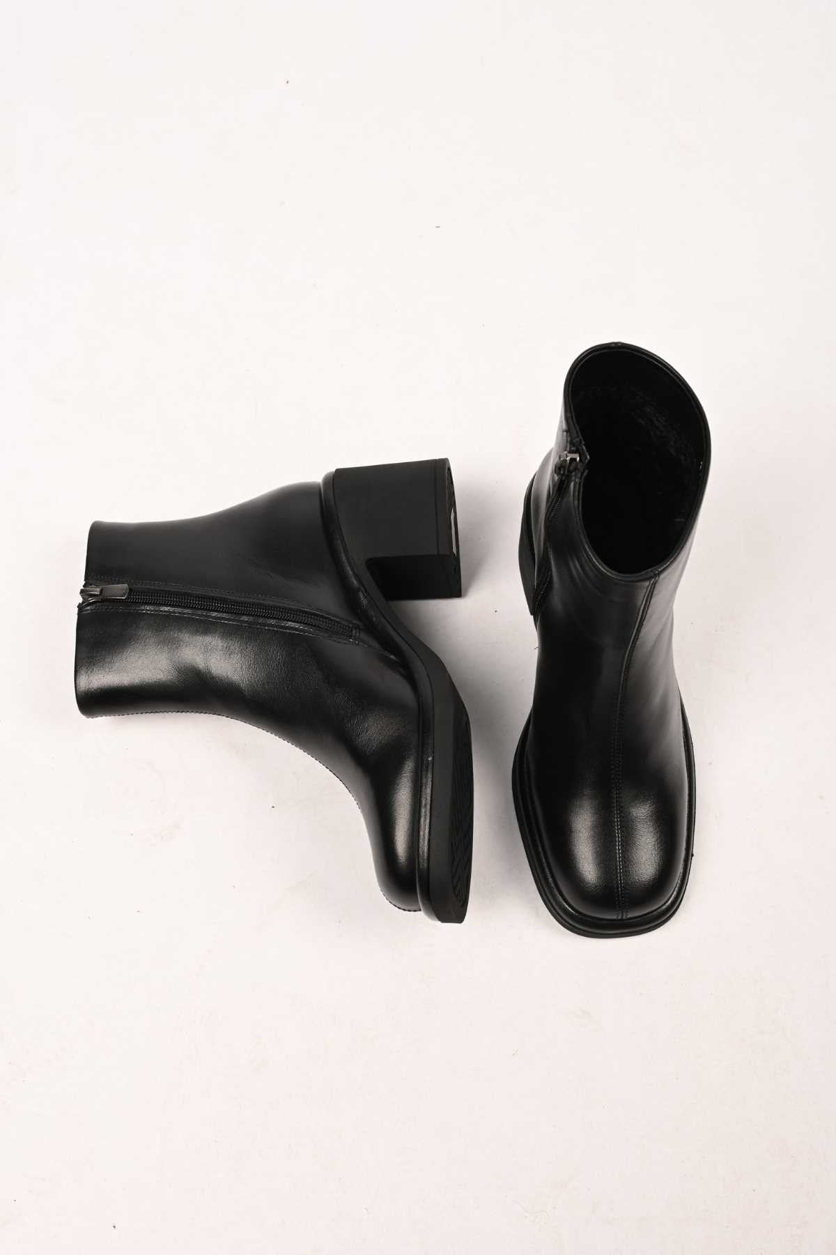Bestello Women's Genuine Leather Heeled Boots with Thermo Sole, Slip-On Design and Side Zipper, Model 336-1231 Women's Boots