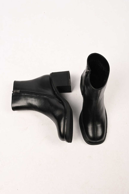 Bestello Women's Genuine Leather Heeled Boots with Thermo Sole, Slip-On Design and Side Zipper, Model 336-1231 Women's Boots