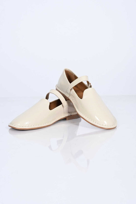 Bestello Slip-On Single-Strap Buckled Thermo Sole Genuine Patent Leather Ballet Flats 332-25512 Women's Shoes