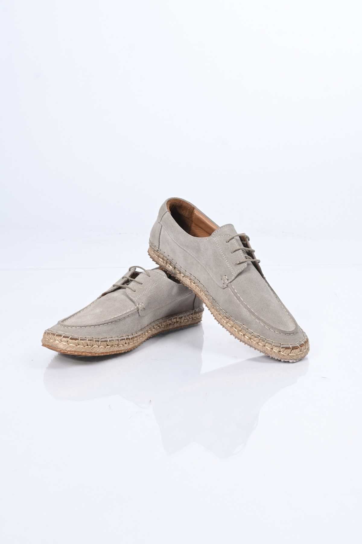 Bestello Lace-Up Rubber Sole Genuine Leather Loafers with Woven Detail 333-1893 Men's Shoes