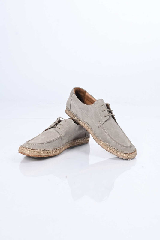 Bestello Lace-Up Rubber Sole Genuine Leather Loafers with Woven Detail 333-1893 Men's Shoes