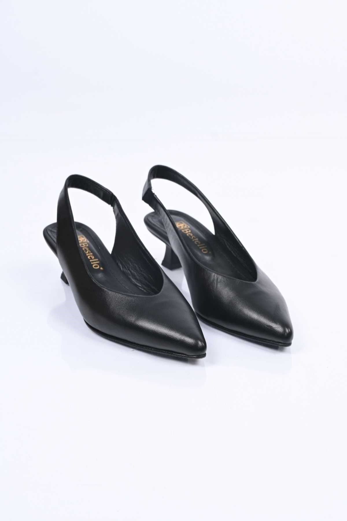 Bestello Slip-On Genuine Leather Open-Back Thin-Heeled Shoes with Neolite Sole 342-041 Women's Shoes