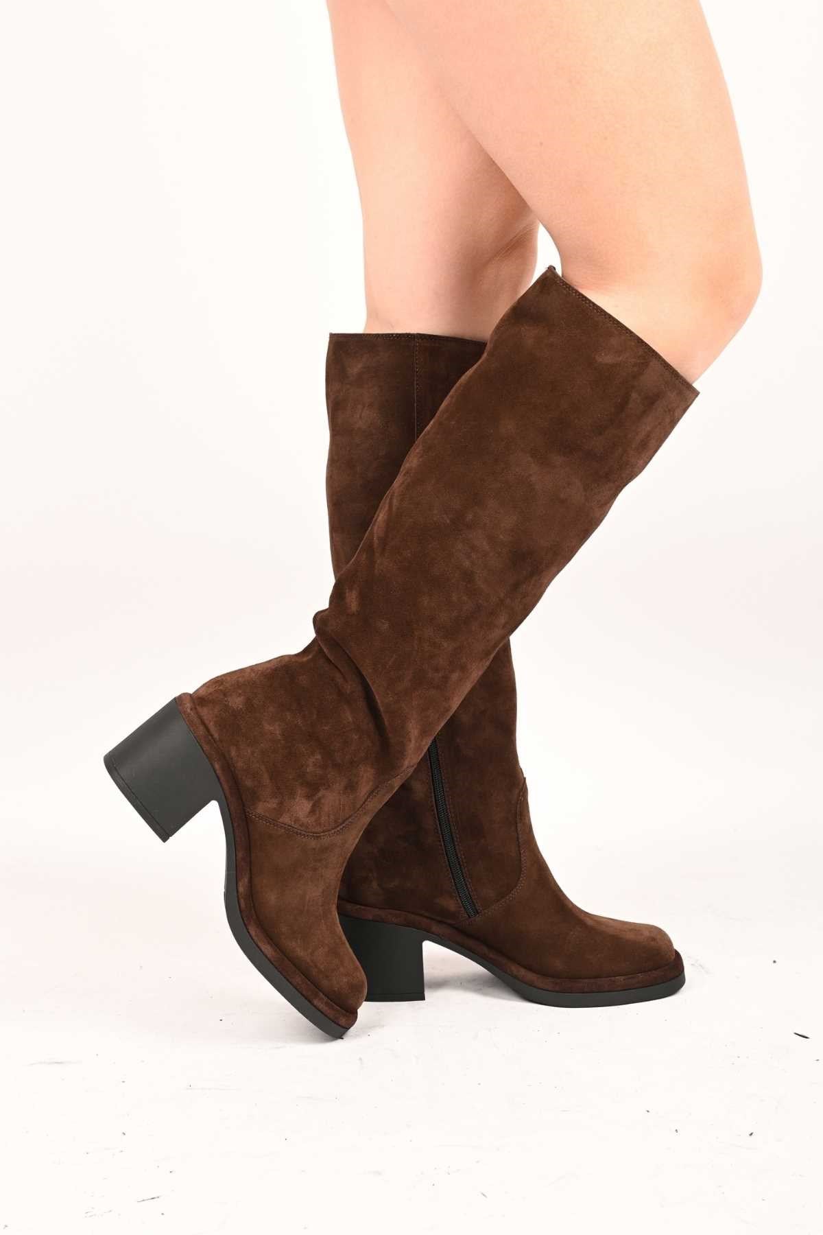 Bestello Laceless Zip-Up Genuine Leather Heeled Boots with Thermo Sole 336-1235 Women's Boots