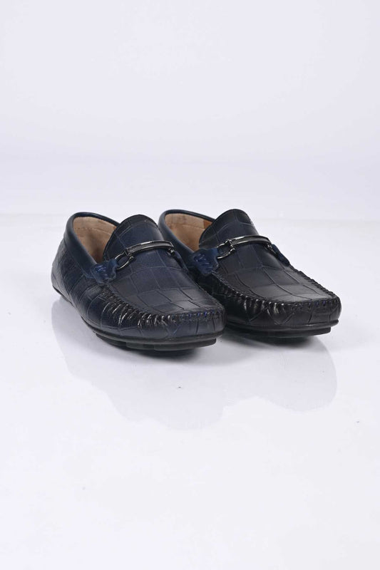 Bestello Slip-On Buckled Genuine Leather Loafers with Polyurethane Sole 028-1070 Men's Shoes