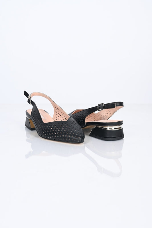 Bestello Genuine Leather Pointed-Toe Shoes with Studded Neolite Sole and Thick Heel 339-307 Women's Shoes
