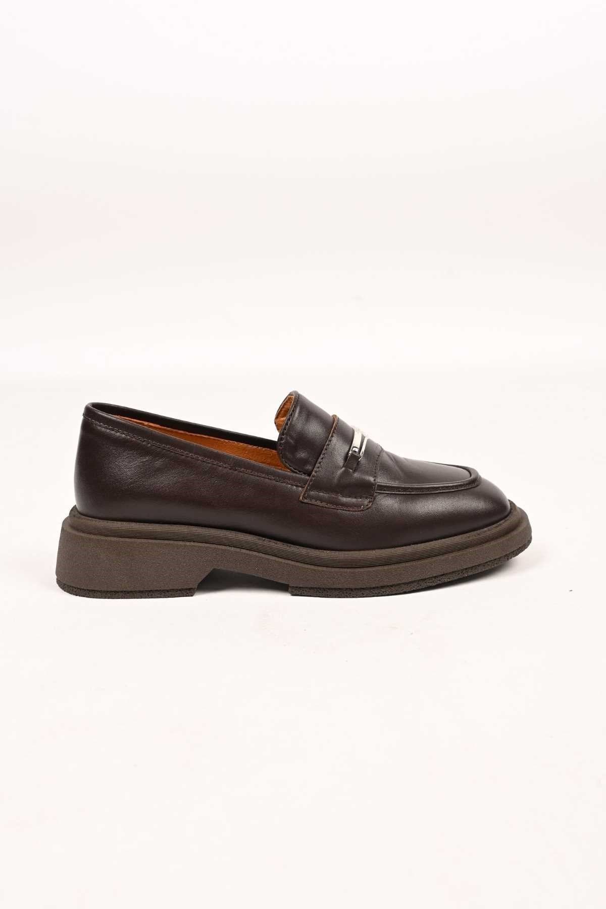 Bestello Slip-On Buckled Thermo Sole Genuine Leather Casual 334-1845-28 Women's Shoes