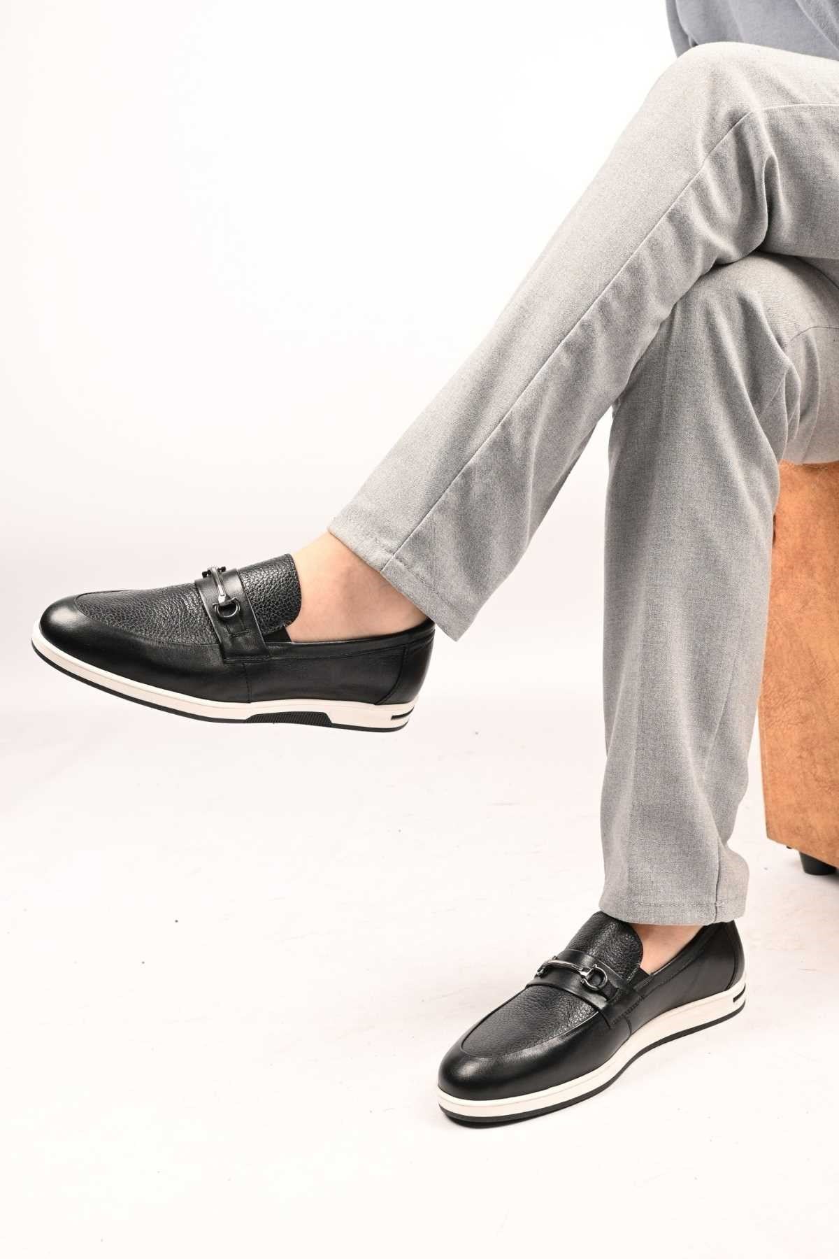 Bestello Slip-On Buckle Loafers with Thermo Sole Genuine Leather 333-5582 Men's Shoes