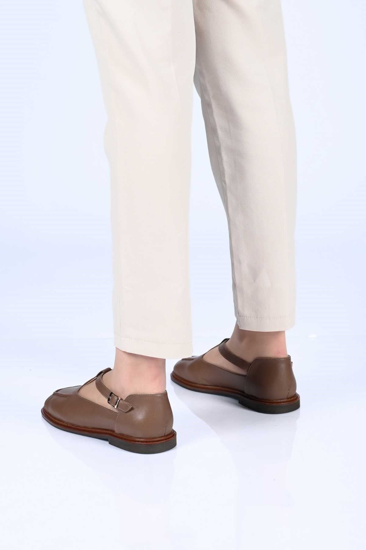 Bestello Women's Genuine Leather Everyday Slip-On Shoes with Belt Buckle Detail and Jurdan Sole 332-26121