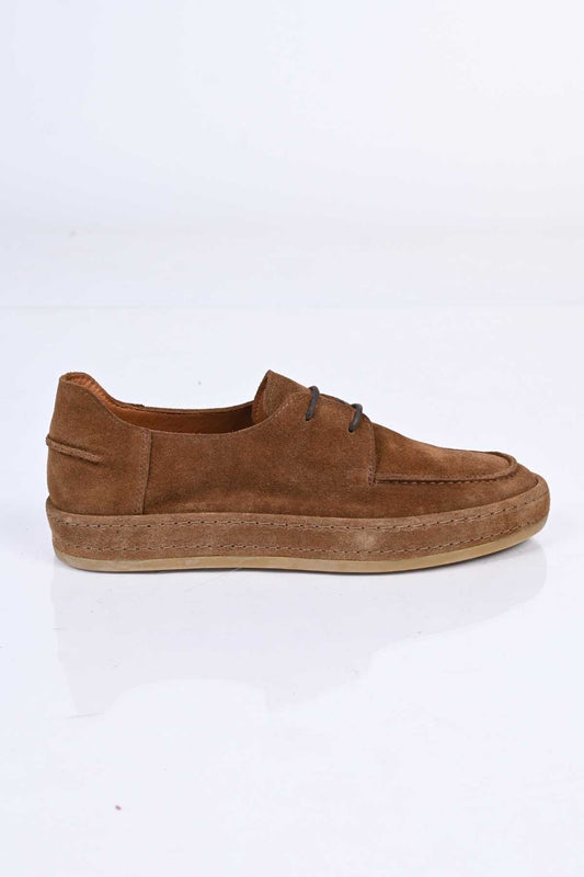 Bestello Lace-Up Genuine Leather Loafers with Rubber Sole 174-1875 Men's Shoes