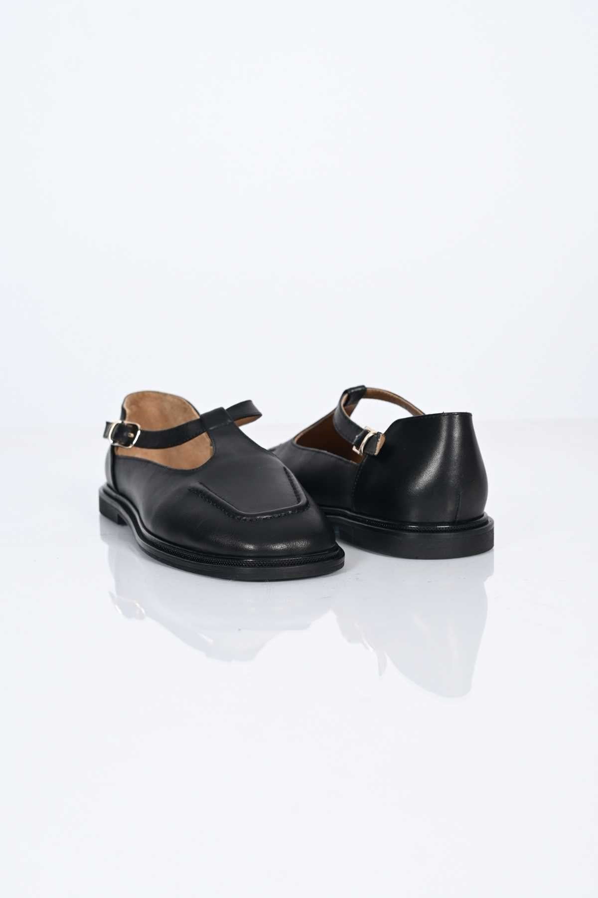 Bestello Women's Genuine Leather Everyday Slip-On Shoes with Belt Buckle Detail and Jurdan Sole 332-26121