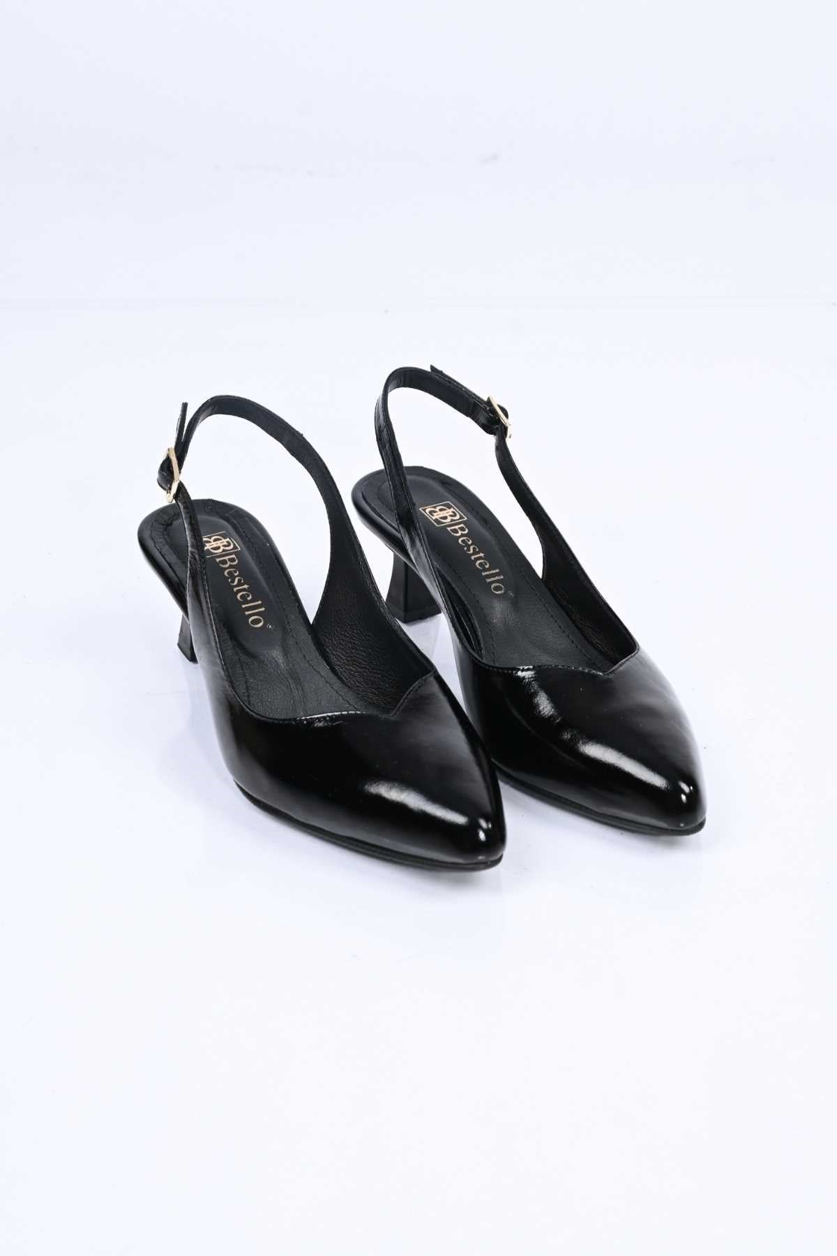 Bestello Slip-On Genuine Leather Open-Back Thin-Heeled Shoes with Neolite Sole 342-527 Women's Shoes