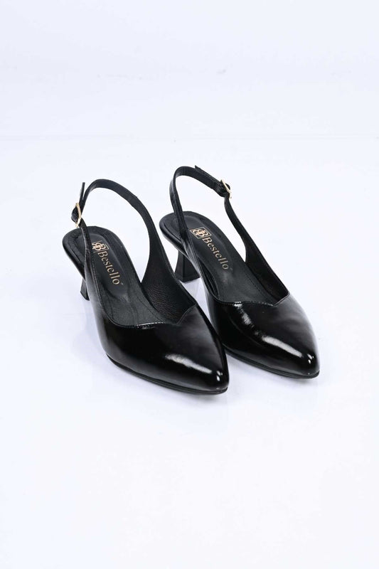 Bestello Slip-On Genuine Leather Open-Back Thin-Heeled Shoes with Neolite Sole 342-527 Women's Shoes