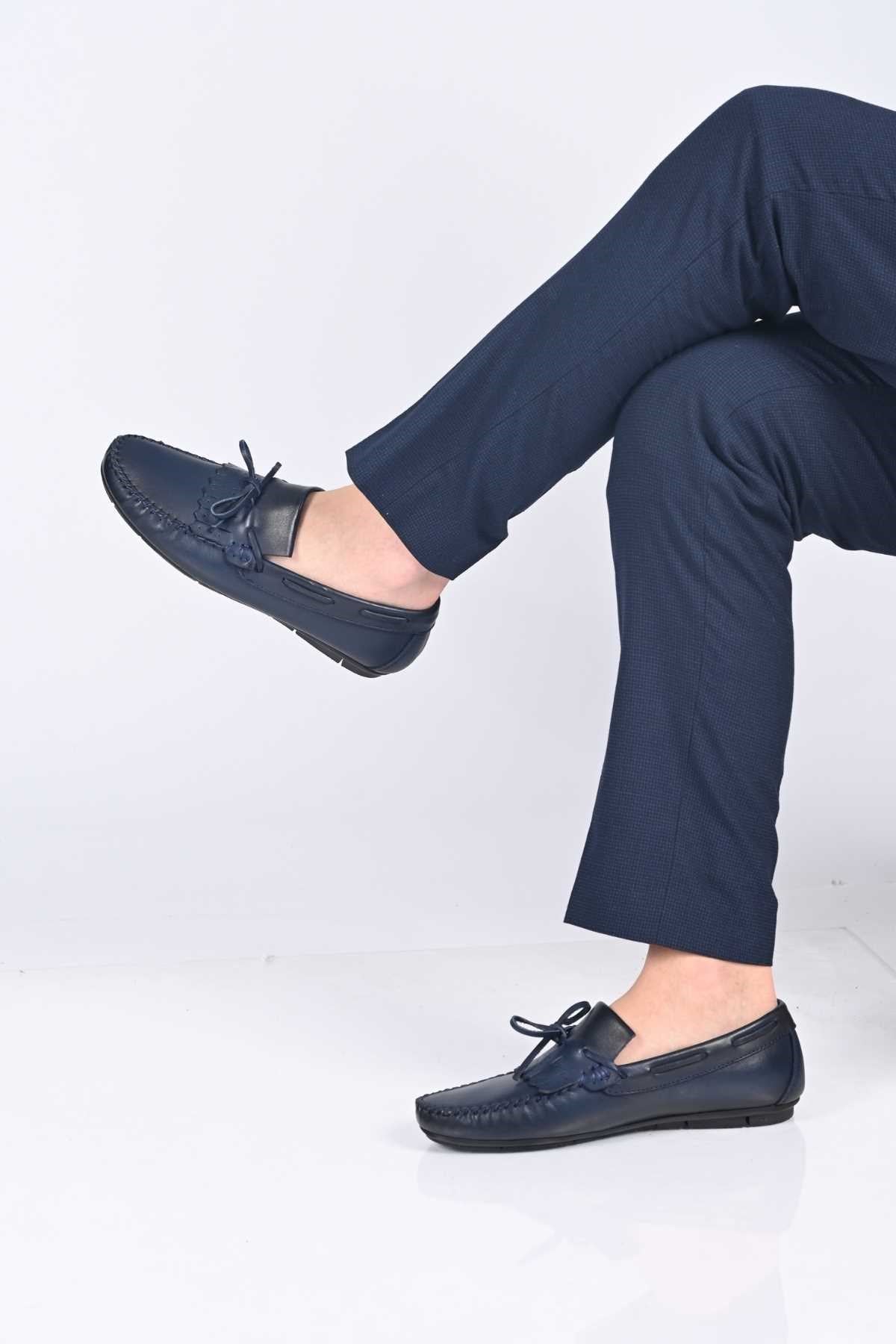 Bestello Slip-On Loafers with Bow, Genuine Leather, Polyurethane Sole, Model 028-2060-26Y Men's Shoes