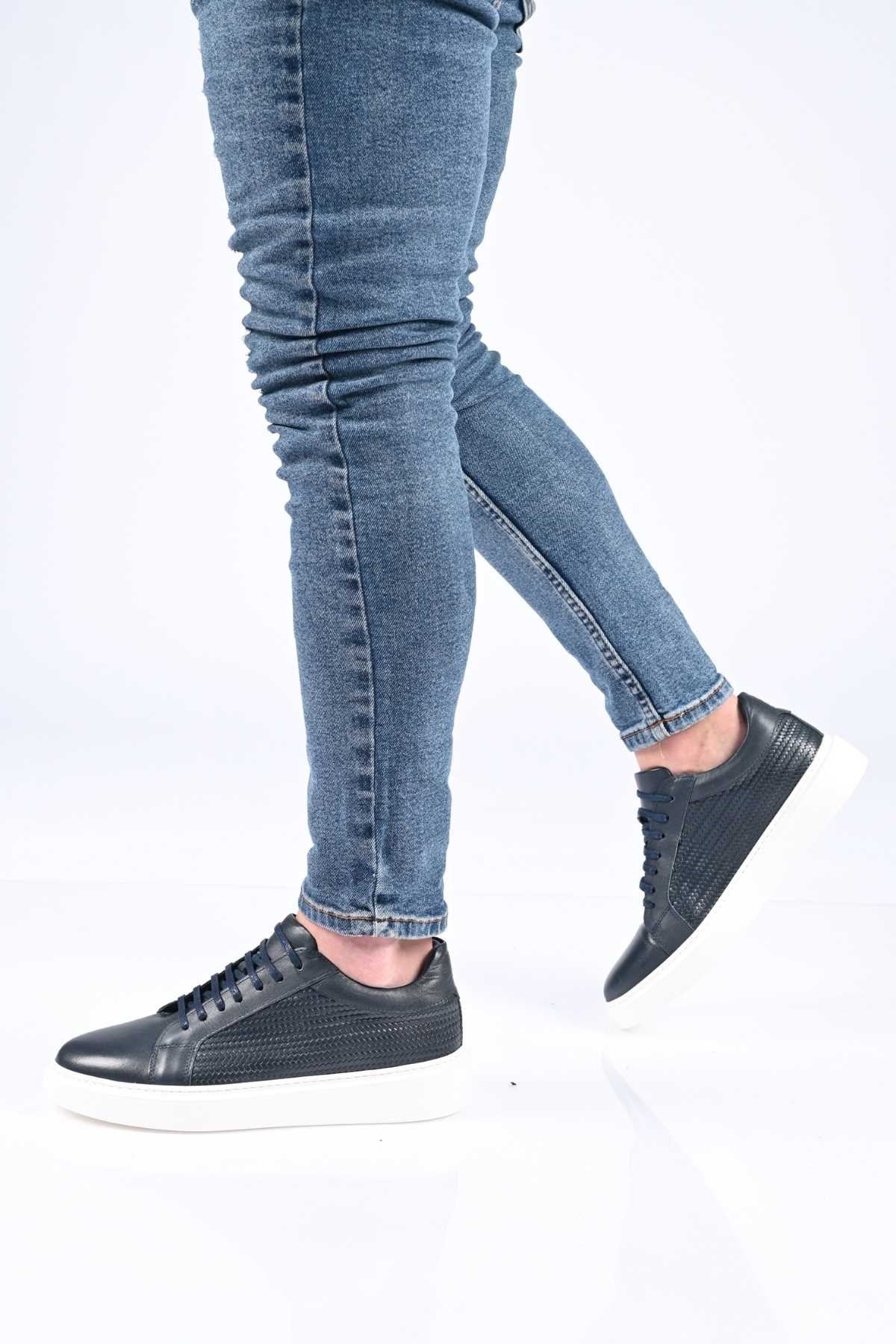 Bestello Lace-Up Genuine Leather Sneakers with EVA Sole 174-22053 Men's Shoes
