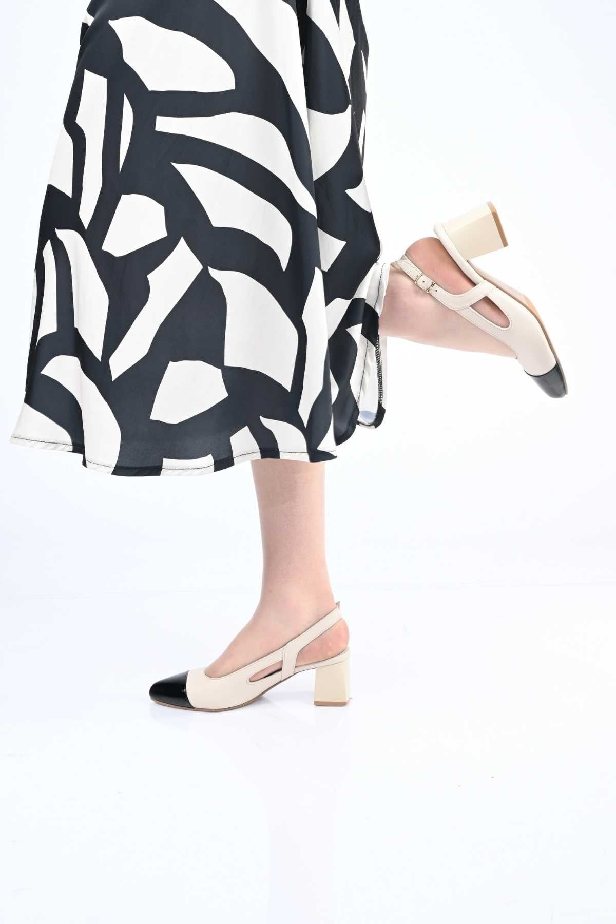 Bestello Genuine Leather Backless Chunky Heel Shoes with Neolite Sole, Slip-On, Women's Shoes 342-535