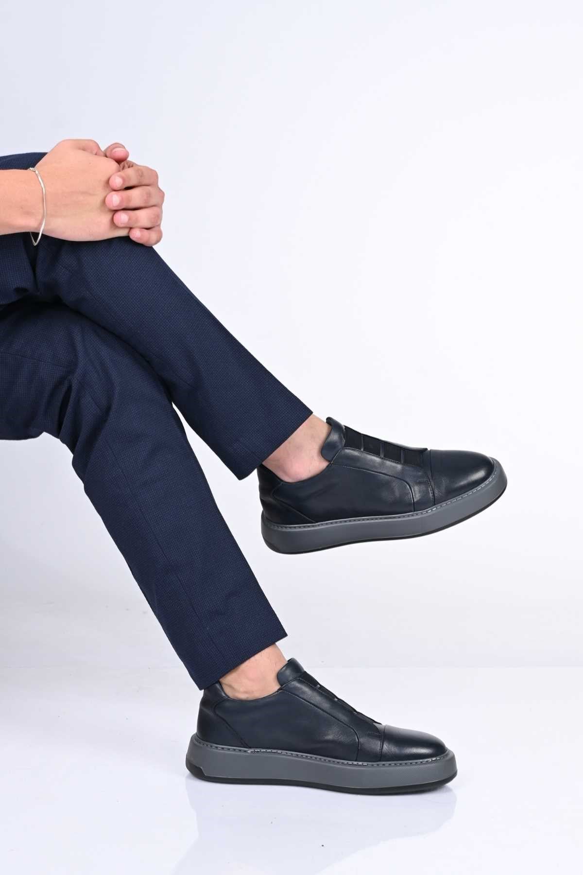 Bestello Slip-On Elastic EVA Sole Genuine Leather Sneakers 174-1982 Men's Shoes