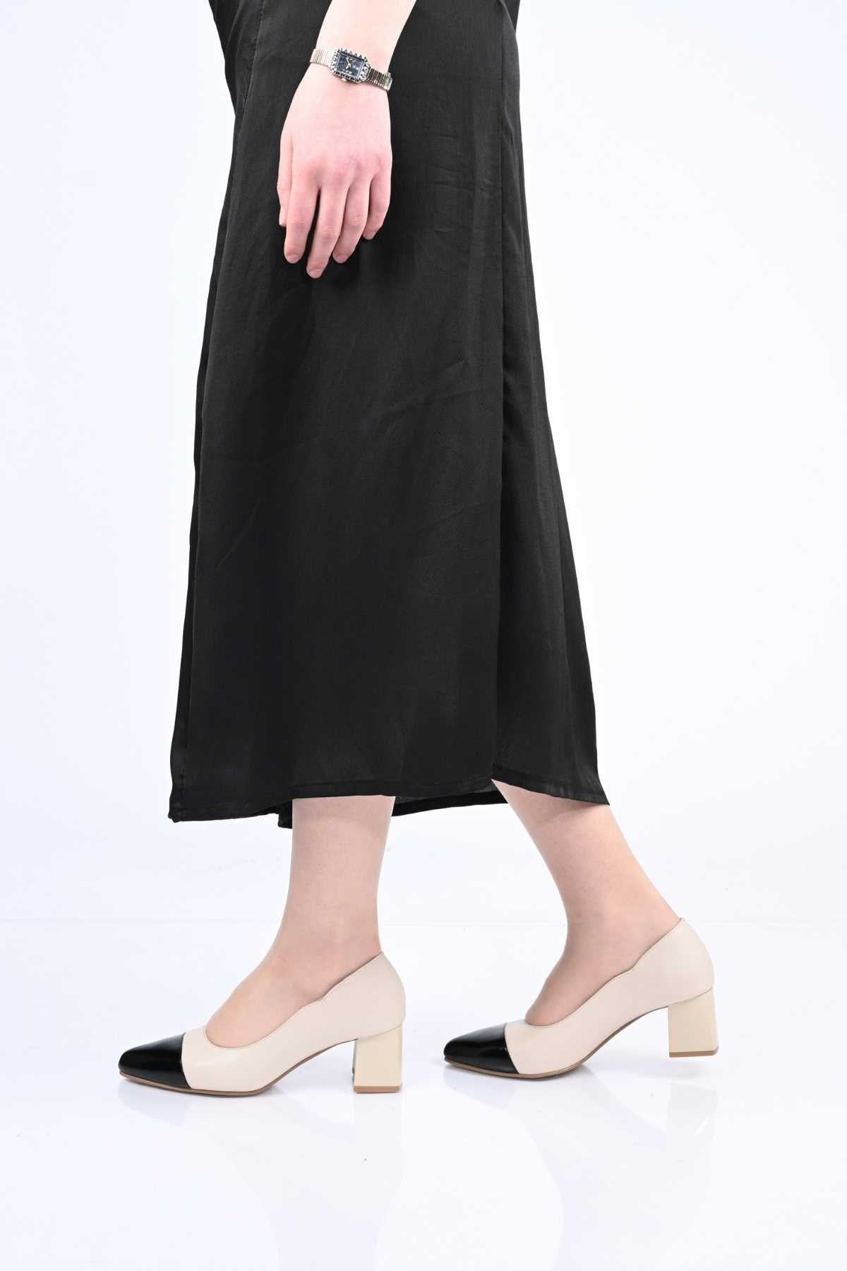 Bestello Genuine Leather Slip-On Shoes with Neolite Sole and Thick Heel 342-536 Women's Shoes