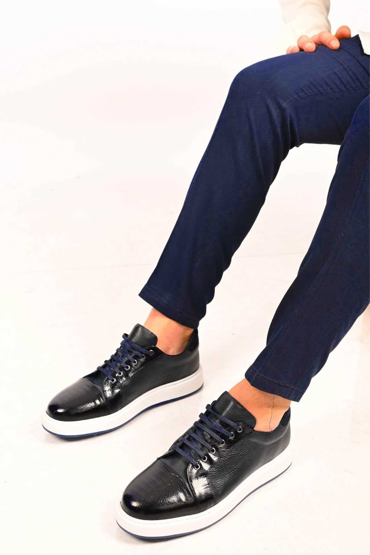 Bestello Lace-Up Genuine Leather Sneakers with EVA Sole 172-64340 Men's Shoes