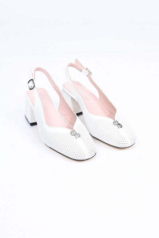 Bestello Genuine Leather Thick-Heeled Shoes with Stapled Neolite Sole 339-337 Women's Shoes