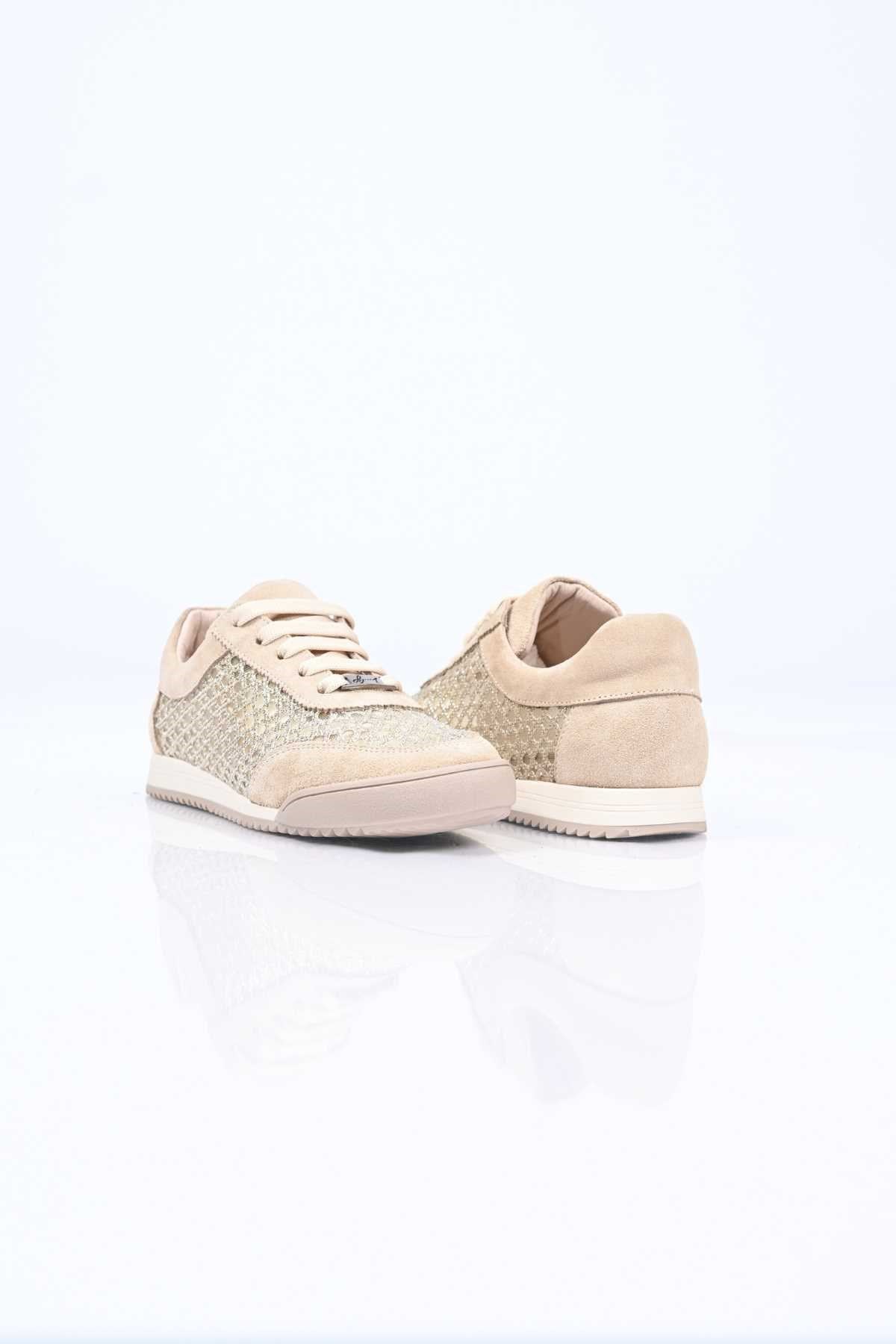 Bestello Lace-Up Mesh Thermo Sole Genuine Leather Sneakers 338-7091 Women's Shoes