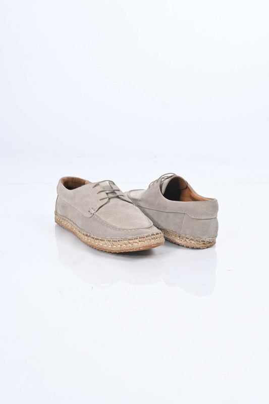 Bestello Lace-Up Rubber Sole Genuine Leather Loafers with Woven Detail 333-1893 Men's Shoes