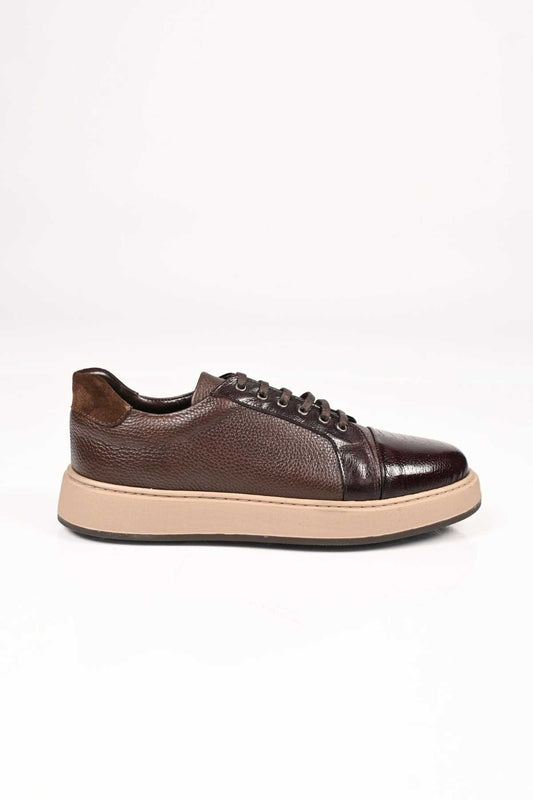Bestello Lace-Up Genuine Leather Sneakers with EVA Sole 172-64340 Men's Shoes
