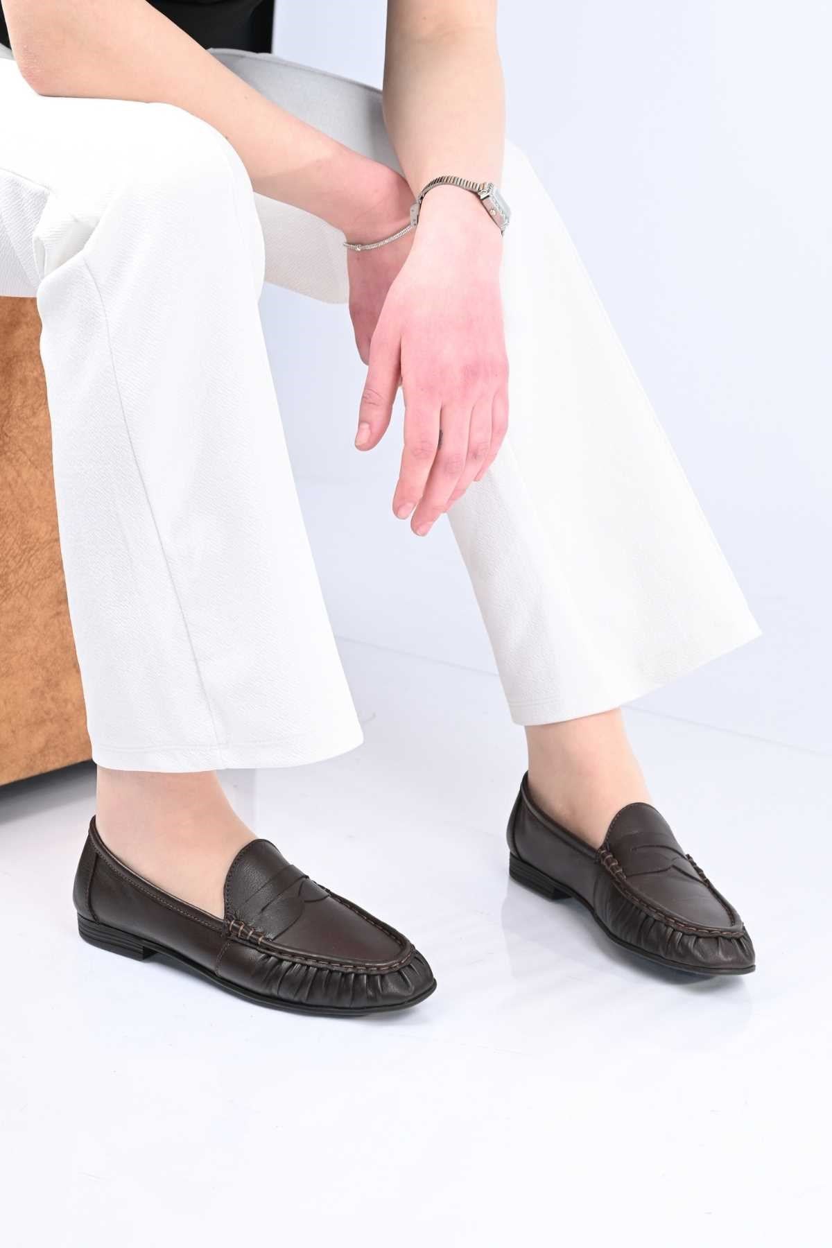 Bestello Genuine Leather Loafer with Elasticized Slip-On Design and TPU Sole 343-265-2660 Women's Shoes