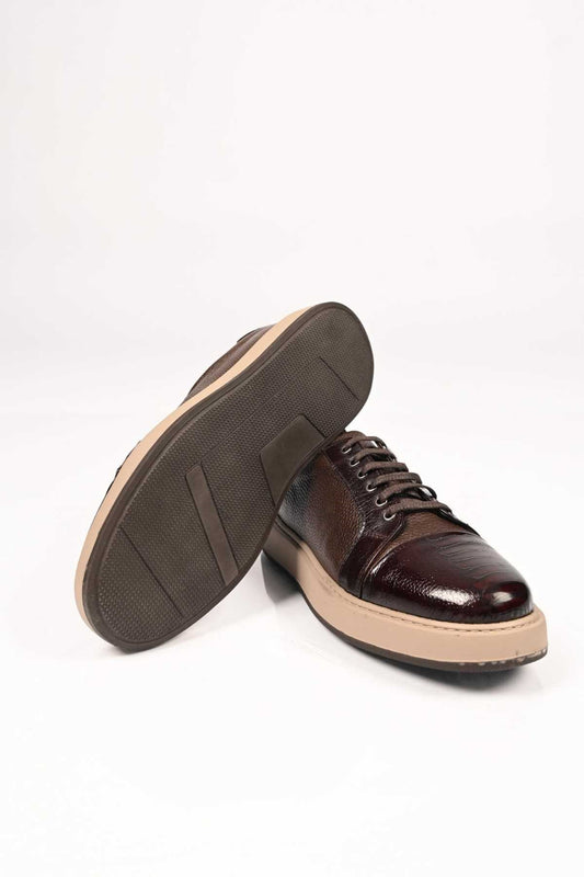 Bestello Lace-Up Genuine Leather Sneakers with EVA Sole 172-64340 Men's Shoes