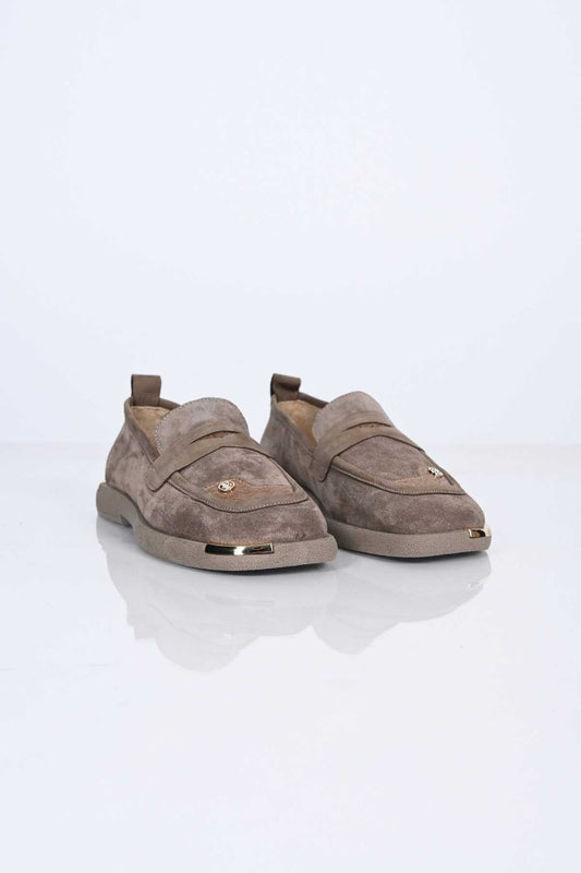 Bestello Genuine Leather Loafer with Buckle Detail, Thermo Sole, Slip-On, 338-7082 Women's Shoes