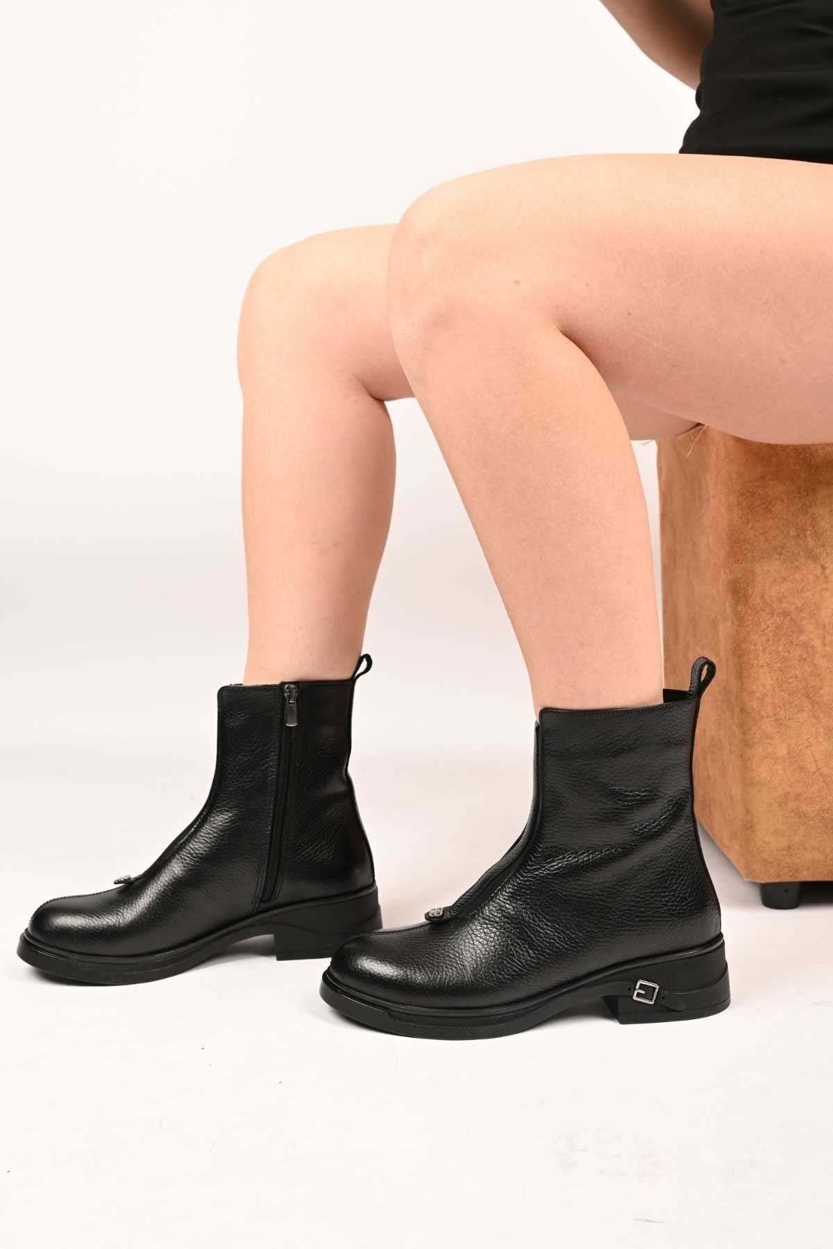 Bestello Slip-On Zip-Up Genuine Leather Casual Boots with Thermo Sole 335-662-17 Women's Boots