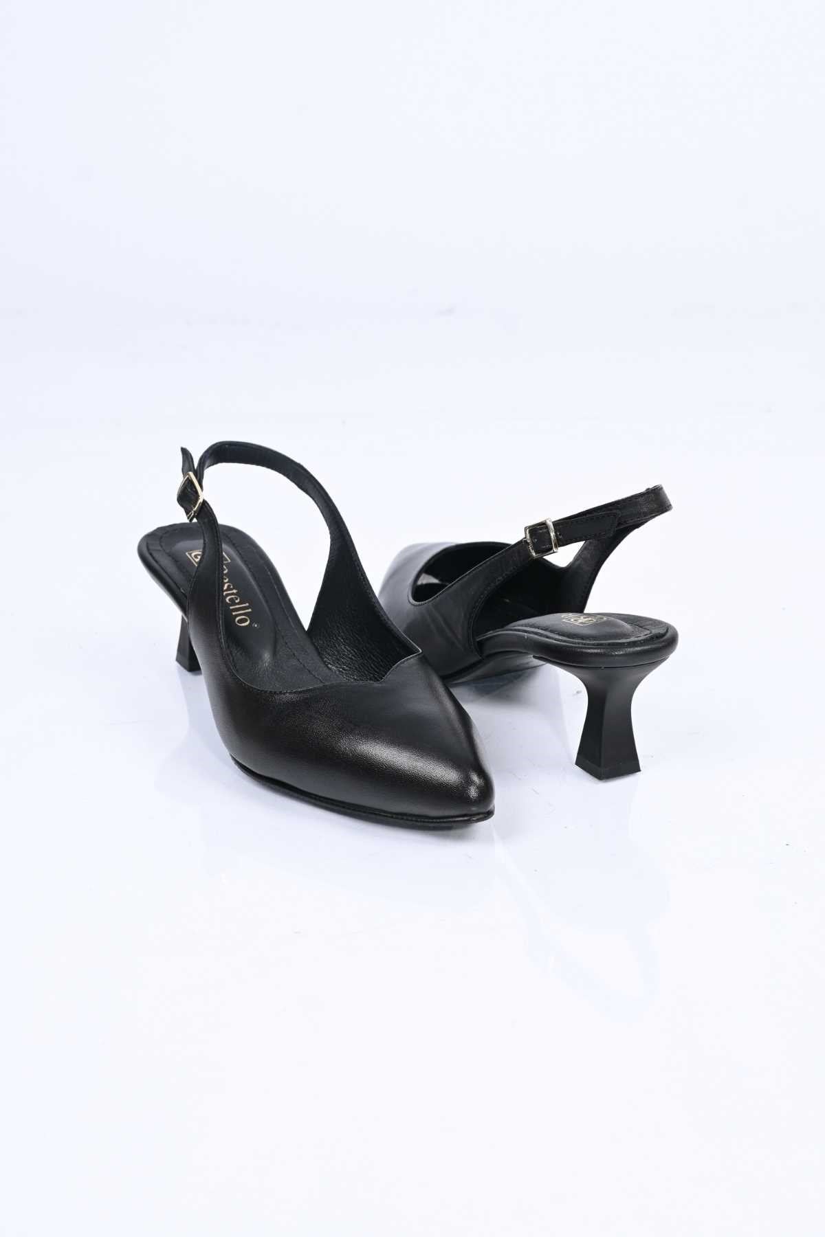 Bestello Slip-On Genuine Leather Open-Back Thin-Heeled Shoes with Neolite Sole 342-527 Women's Shoes
