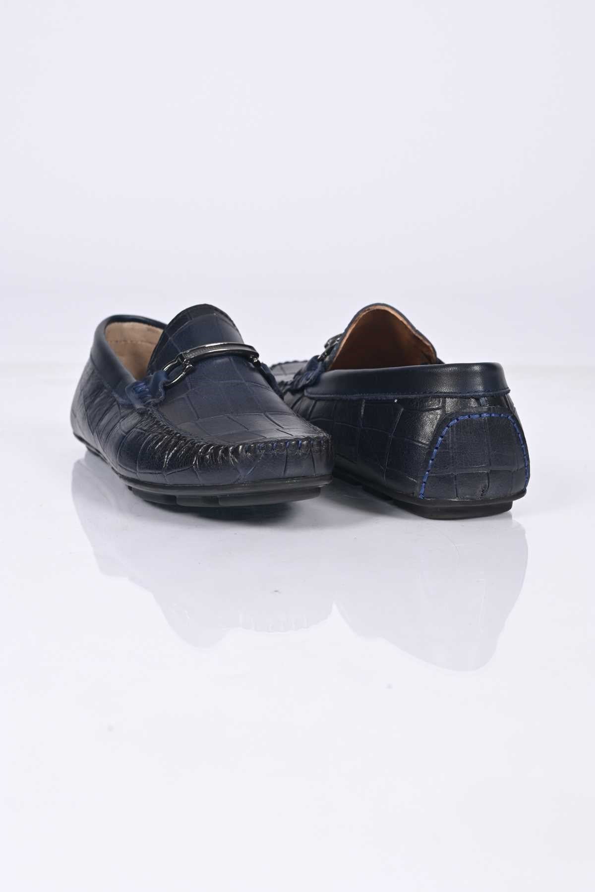 Bestello Slip-On Buckled Genuine Leather Loafers with Polyurethane Sole 028-1070 Men's Shoes