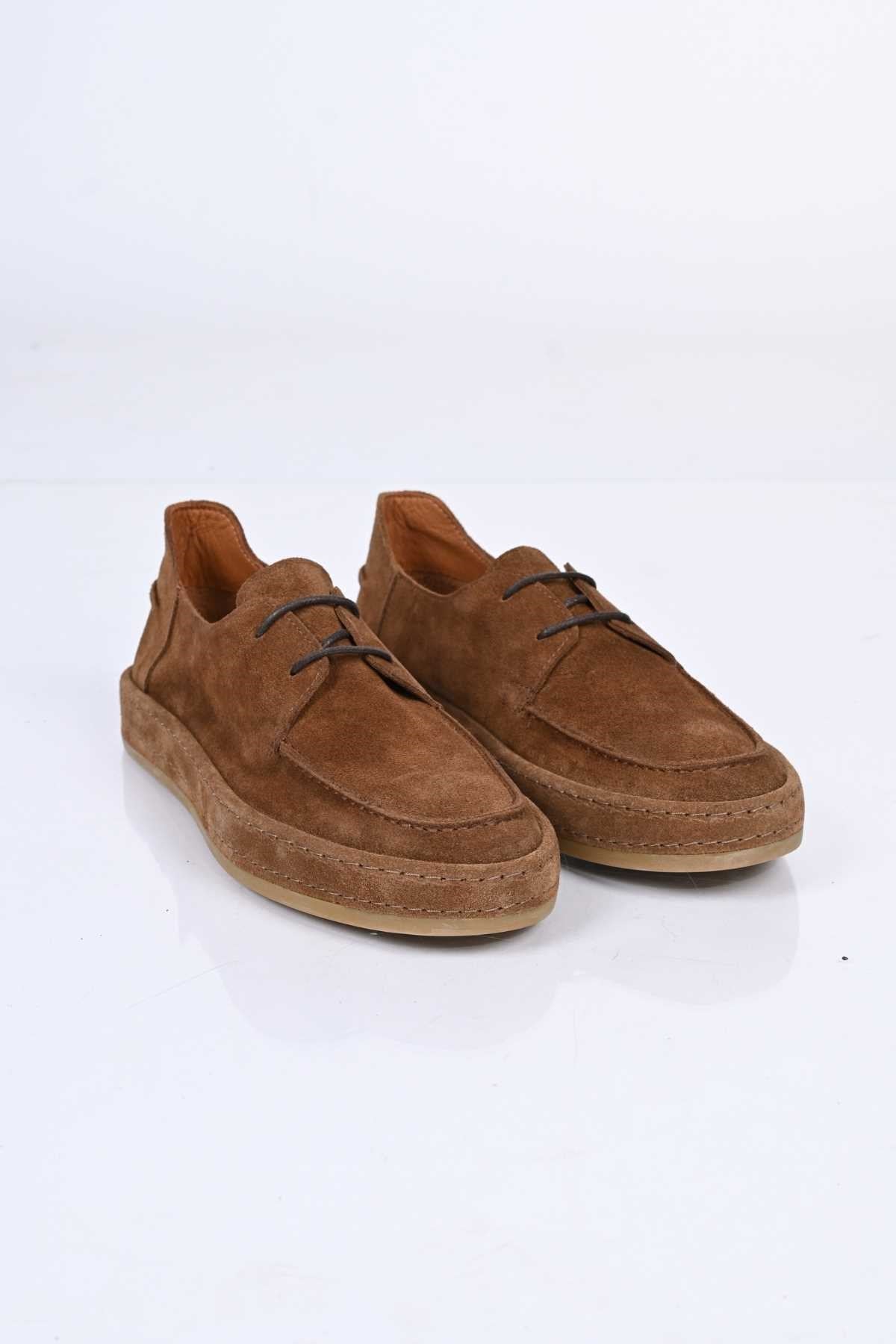 Bestello Lace-Up Genuine Leather Loafers with Rubber Sole 174-1875 Men's Shoes