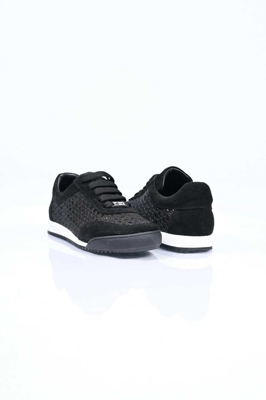 Bestello Lace-Up Mesh Thermo Sole Genuine Leather Sneakers 338-7091 Women's Shoes