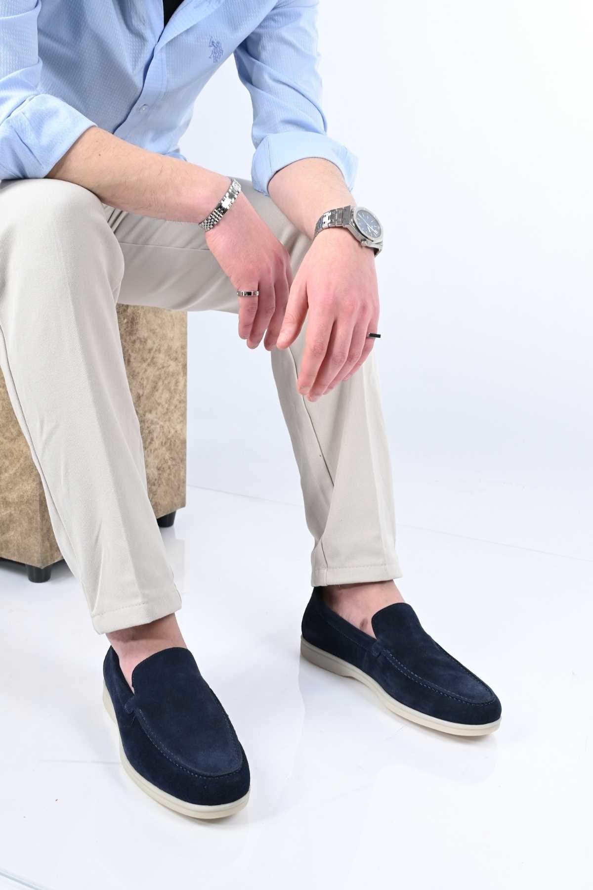 Bestello Slip-On Genuine Leather Loafers with Rubber Sole 333-216 Men's Shoes